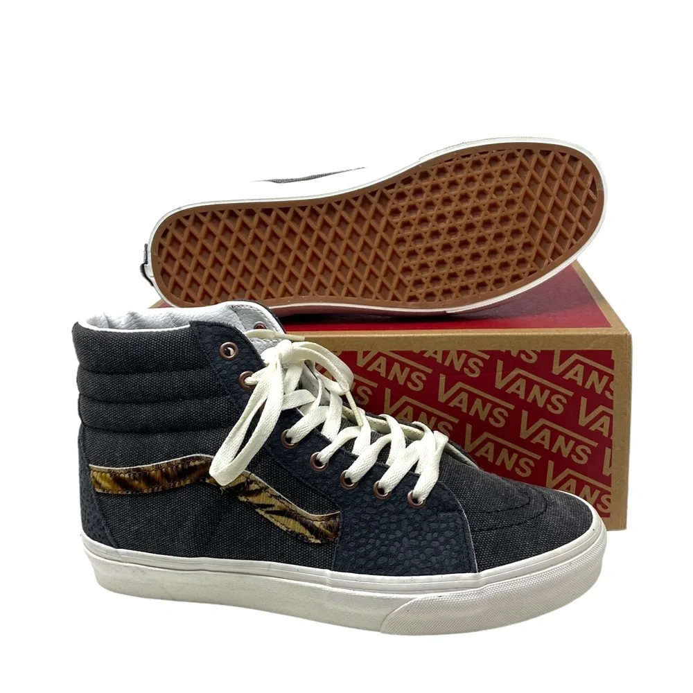 VANS Skate Sk8-Hi Shoe Gray Pony Suede Canvas Men Sneakers Casual High ALSU01657